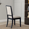 Dining Chair Set of 2 | Black Wood | Cream Upholstered Seat Back