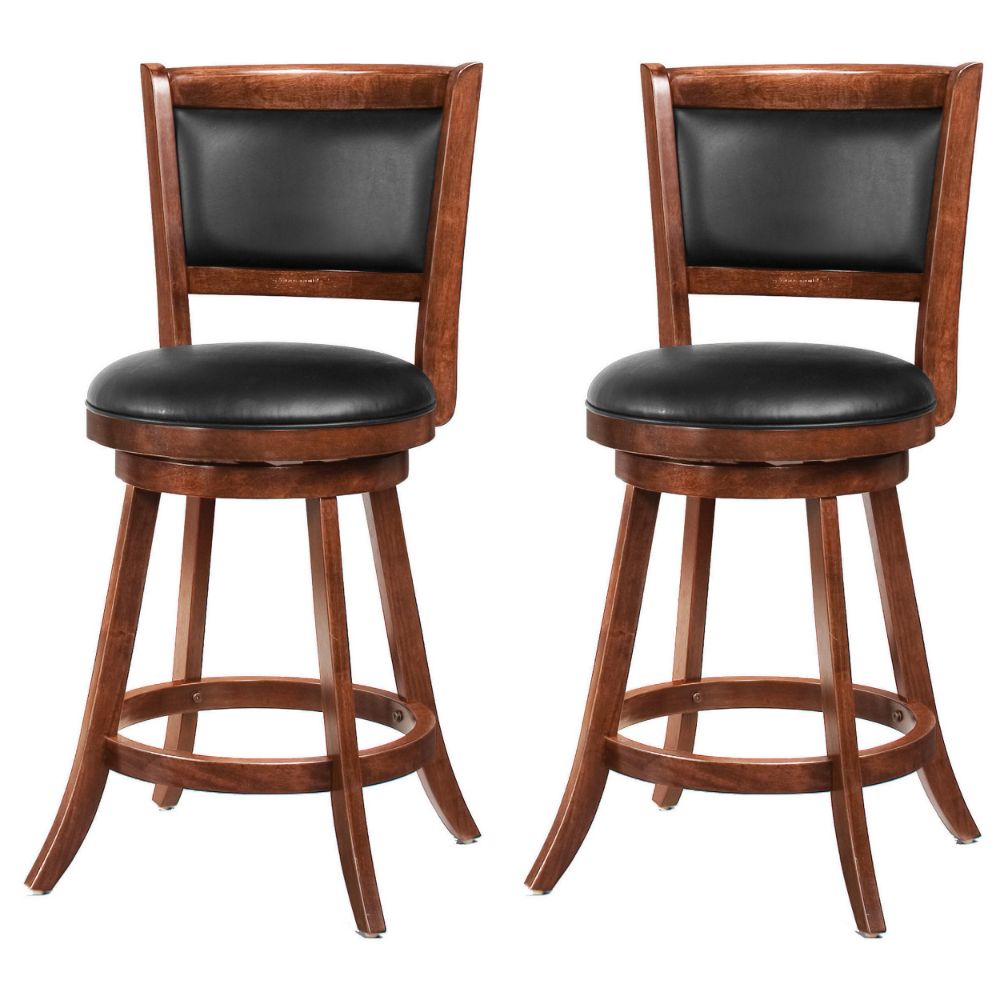 Counter Height Stool with Upholstered Seat Brown Set of 2 CCA-101919