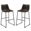 Barstool Set of 2 | Contoured Casual Style | Brown Finish