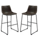 Barstool Set of 2 | Contoured Casual Style | Brown Finish