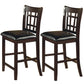 Lattice Back 24" Wooden Counter Height Chair with Leatherette Seat, Set of 2, Brown and Black