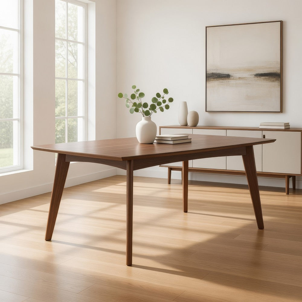 Dining Table | Mid-Century Modern | Dark Walnut Brown Wood