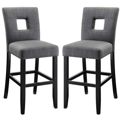 Wooden Dining Counter Height Chair Gray & Black Set of 2 CCA-106676