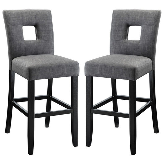 Wooden Dining Counter Height Chair Gray & Black Set of 2 CCA-106676