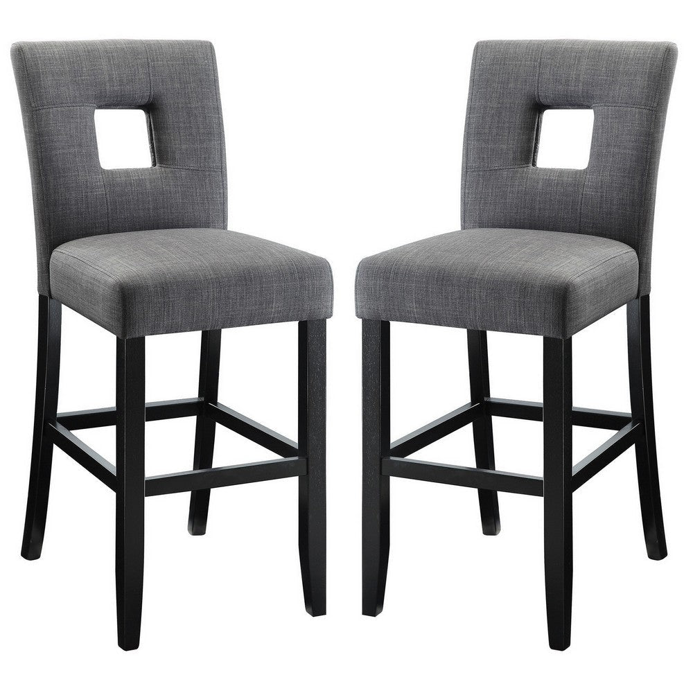 Wooden Dining Counter Height Chair Gray & Black Set of 2 CCA-106676