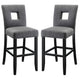 Wooden Dining Counter Height Chair Gray & Black Set of 2 CCA-106676