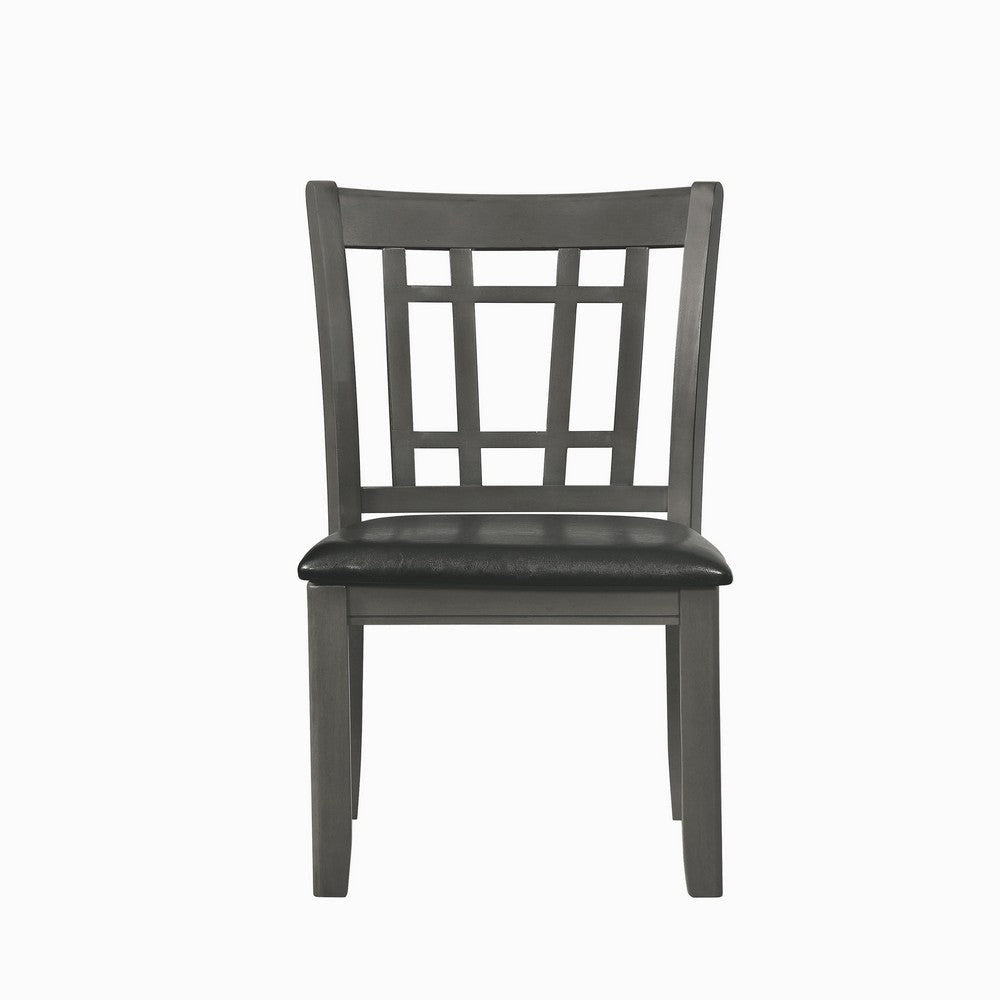 Cutout Back Wooden Dining Chair with Leatherette Seat Gray and Black Set of Two CCA-108212