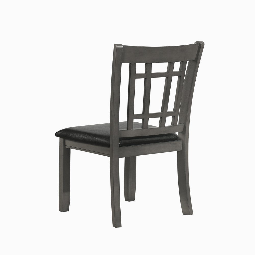 Cutout Back Wooden Dining Chair with Leatherette Seat Gray and Black Set of Two CCA-108212
