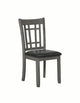 Cutout Back Wooden Dining Chair with Leatherette Seat, Gray and Black, Set of Two