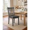 Cutout Back Wooden Dining Chair with Leatherette Seat, Gray and Black, Set of Two