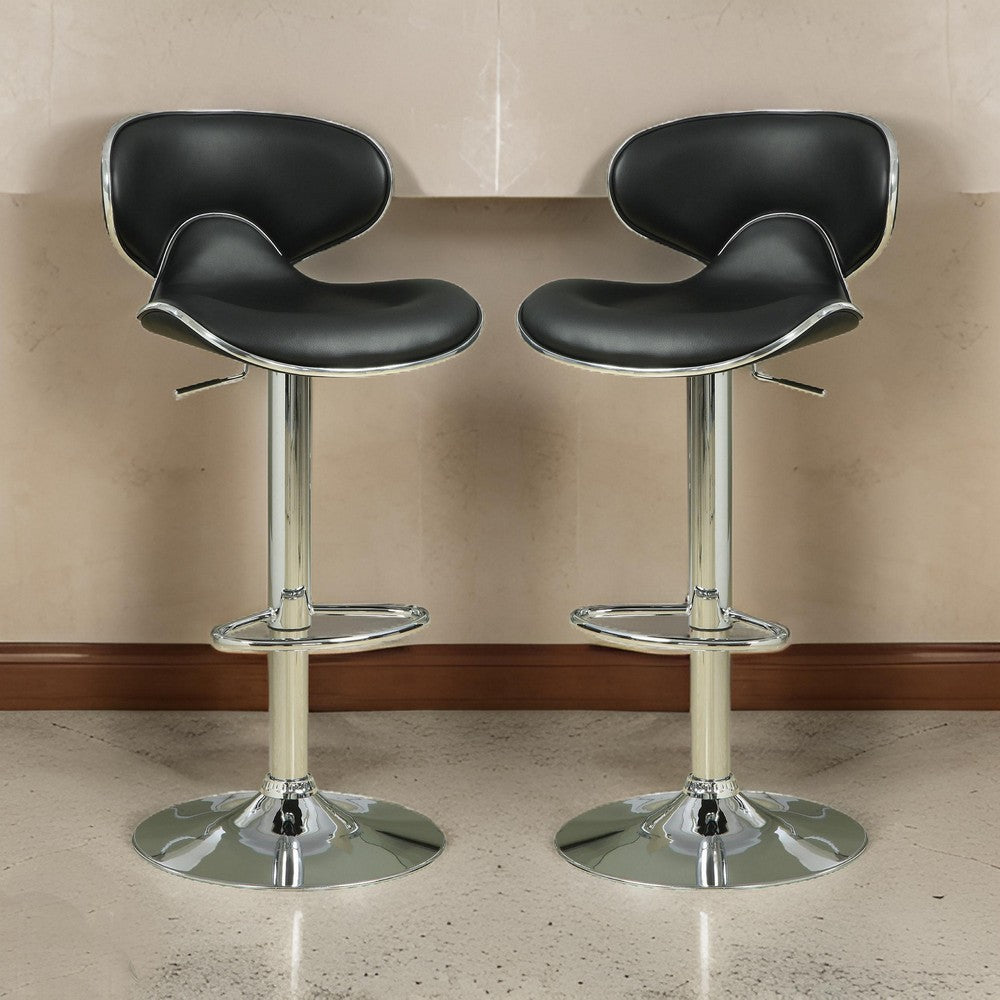 Swivel Adjustable Bar Stool Black Set of 2 By Casagear Home CCA-120359