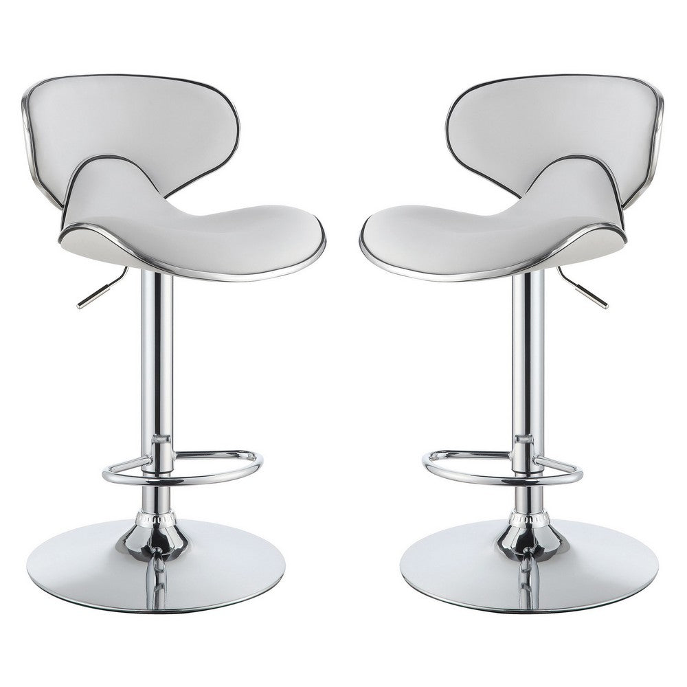 Barstool Set of 2 | Modern Swivel Scoop Seat | White