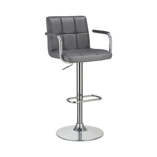 Barstool | Adjustable Grid Stitching | Swivel Base | Gray