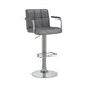 Barstool | Adjustable Grid Stitching | Swivel Base | Gray