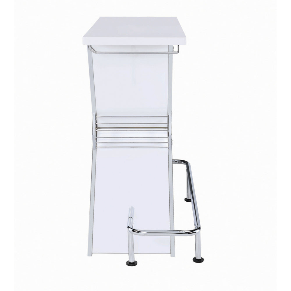 Contemporary Bar Unit  with metal frame, White