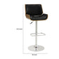 Contemporary Small-Back Adjustable Bar Height Stool, Black & Walnut-Coaster