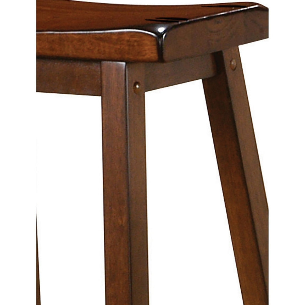 Wooden Casual Bar Height Stool Chestnut Brown Set of 2 CCA-180079