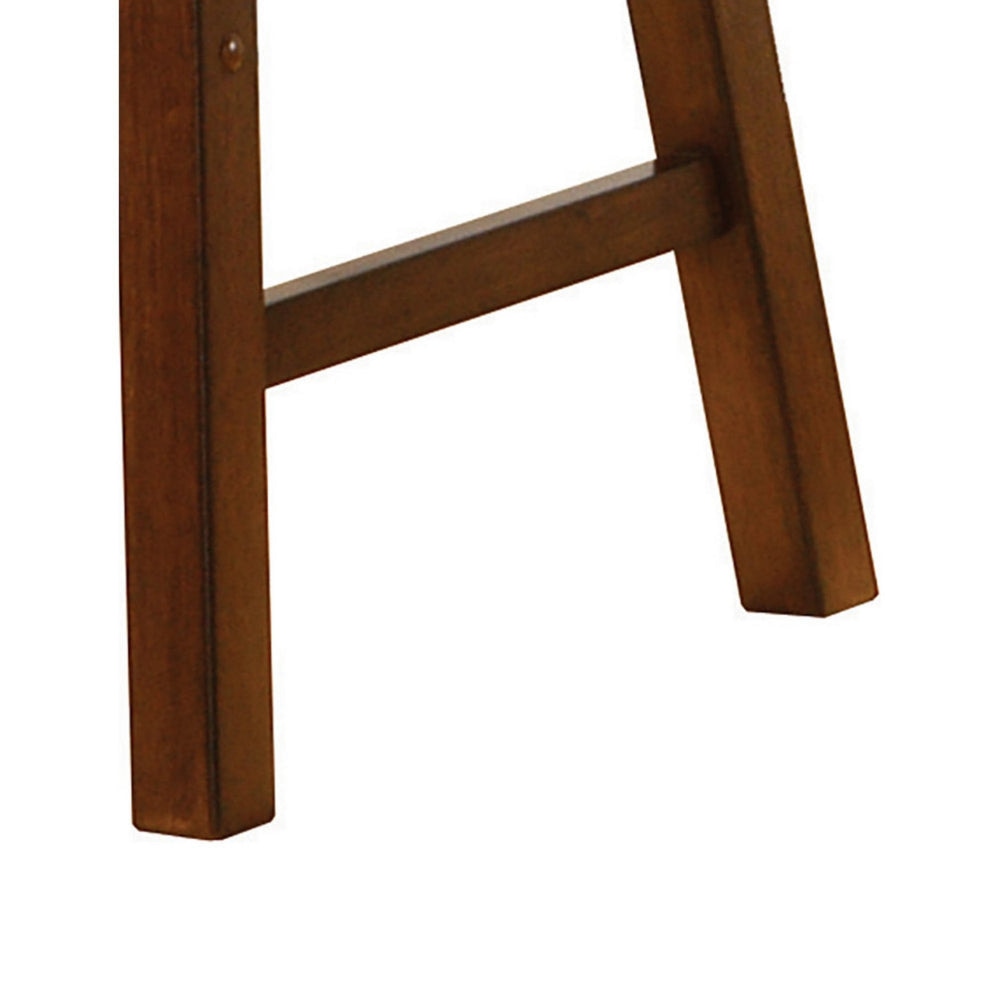 Wooden Casual Bar Height Stool Chestnut Brown Set of 2 CCA-180079