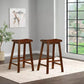 Wooden Casual Bar Height Stool, Chestnut Brown, Set of 2
