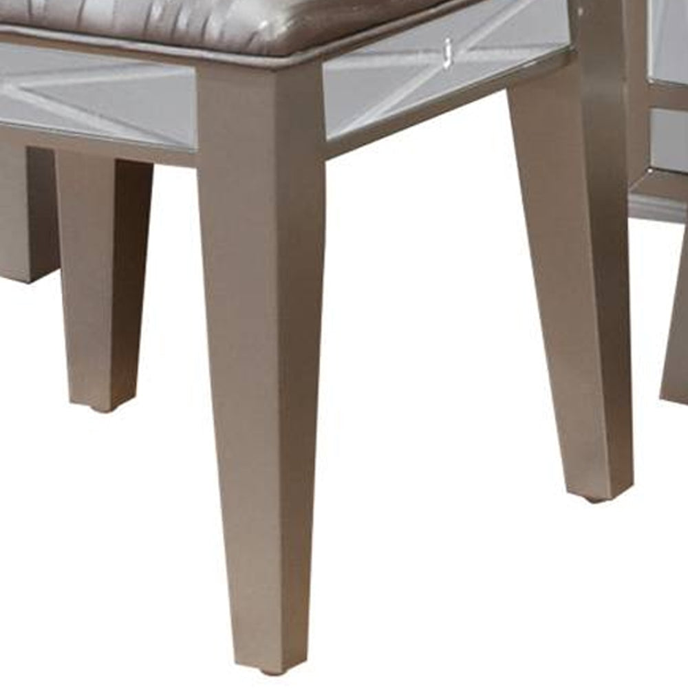 Wooden Set of Vanity and Stool with Mirrored Accents Mercury Silver CCA-204927
