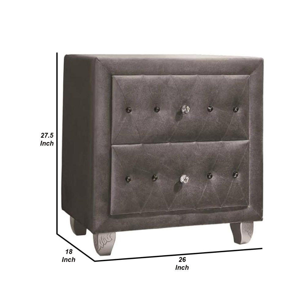 Fabric Upholstered Nightstand with Button-Tufting Gray CCA-205102
