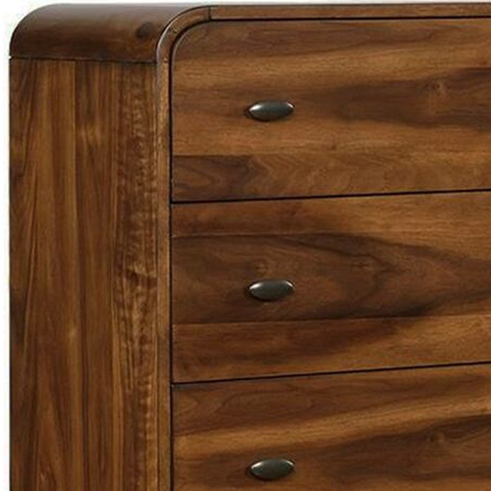 Wooden Chest with 5 Drawers Dark Walnut Brown CCA-205135