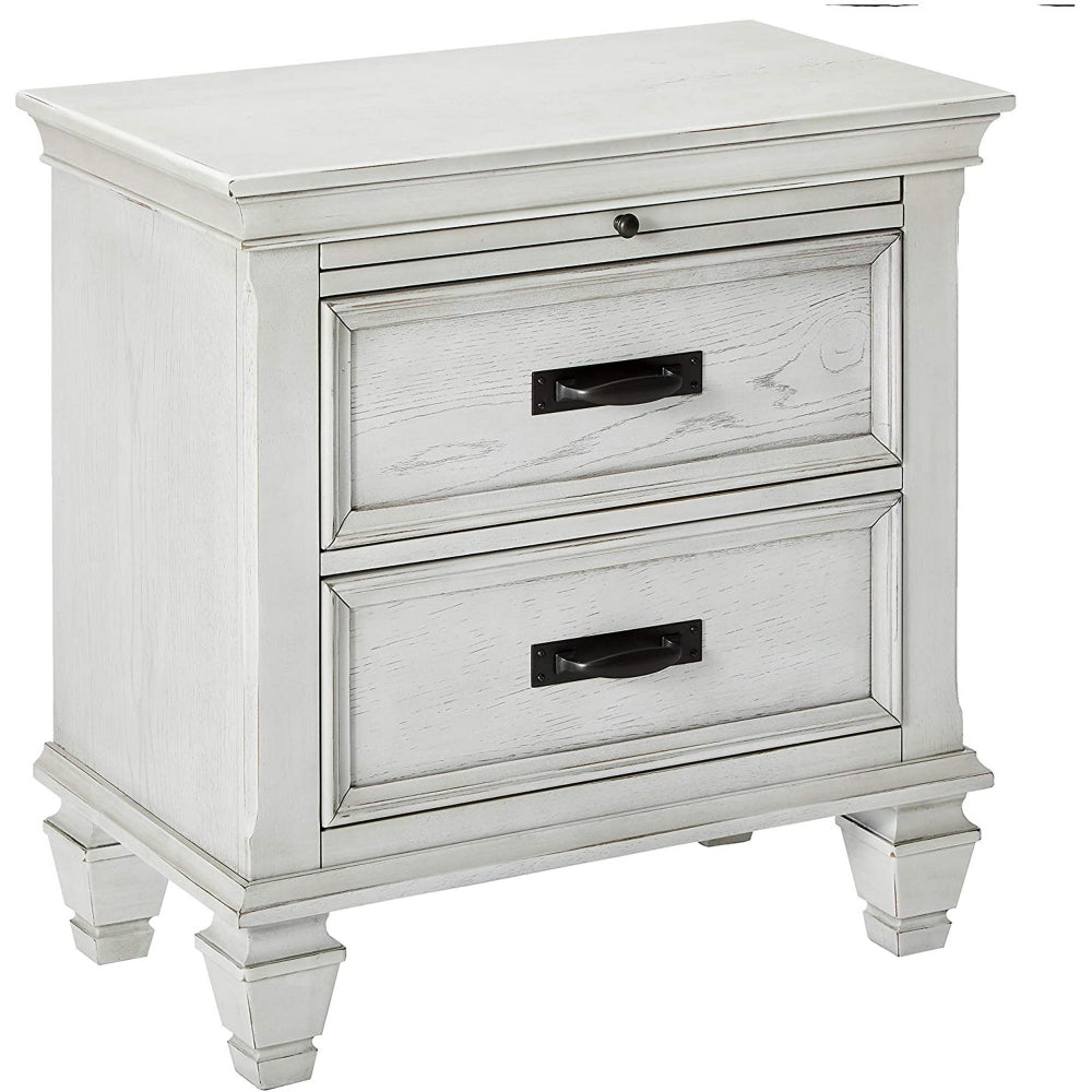 Nightstand | 2 Drawer | 1 Tray | White Finish