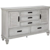 Wooden Dresser with 2 Louvered Doors & 5 Drawers, White