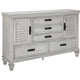 Wooden Dresser with 2 Louvered Doors & 5 Drawers, White