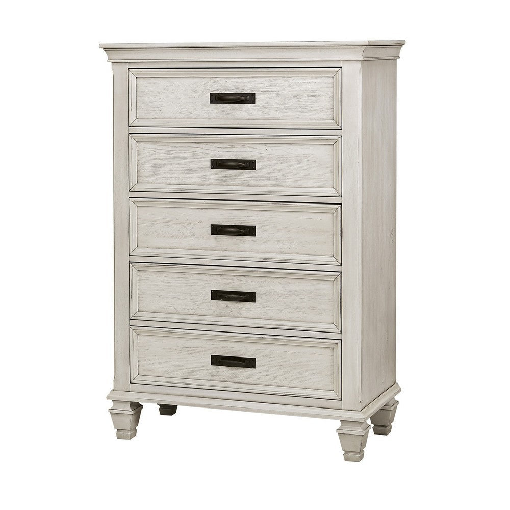 Wooden 5 Drawer Chest White CCA-205335