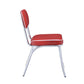 Dining Side Chair Set of 2 Retro Red Faux Leather Chrome Metal Legs CCA-2450R