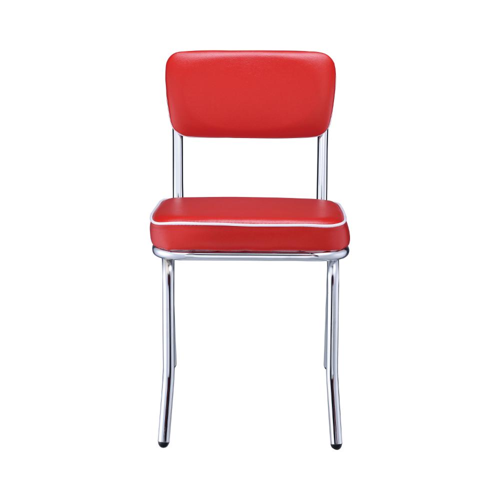 Dining Chair Set of 2 | Retro Red Faux Leather | Chrome Legs CCA-2450R