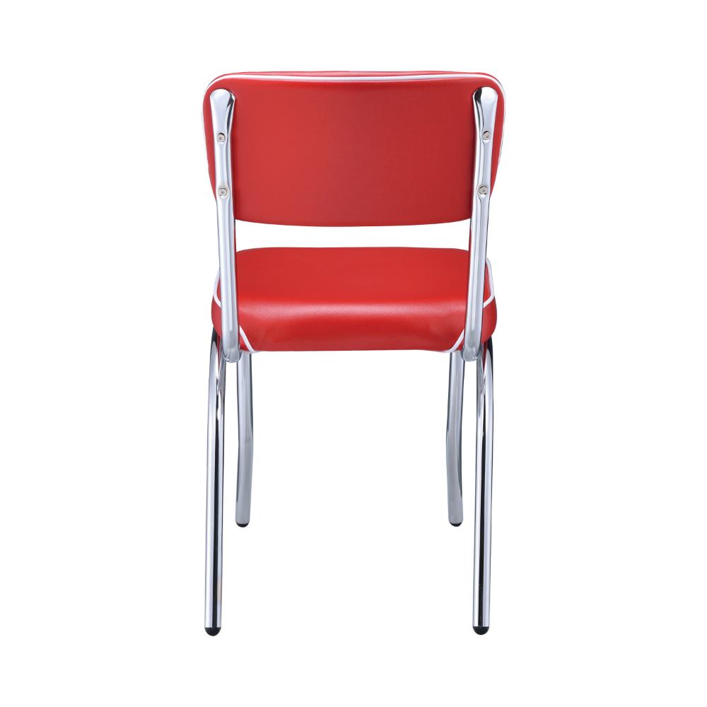 Dining Chair Set of 2 | Retro Red Faux Leather | Chrome Legs CCA-2450R