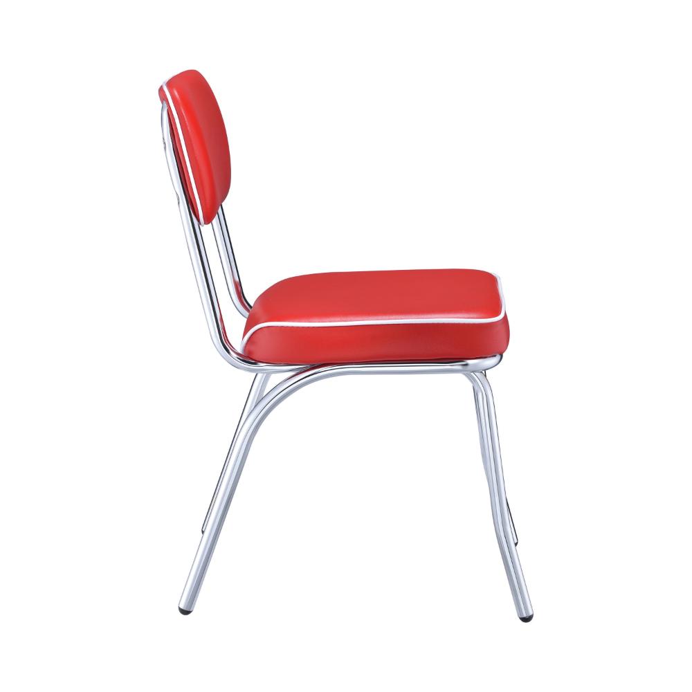 Dining Chair Set of 2 | Retro Red Faux Leather | Chrome Legs CCA-2450R