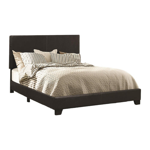 Platform Bed | Full Size | Black Leather Upholstery