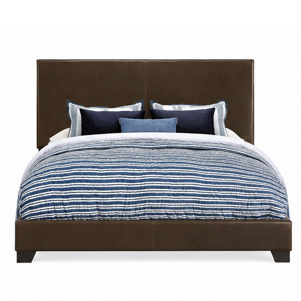 Platform Bed | California King | Brown Leather Upholstery