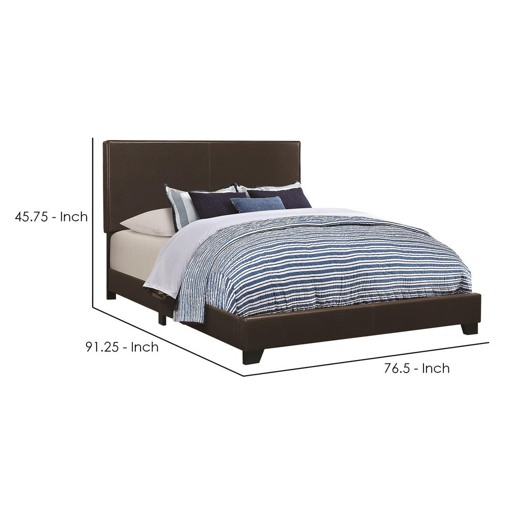 Platform Bed | California King | Brown Leather Upholstery