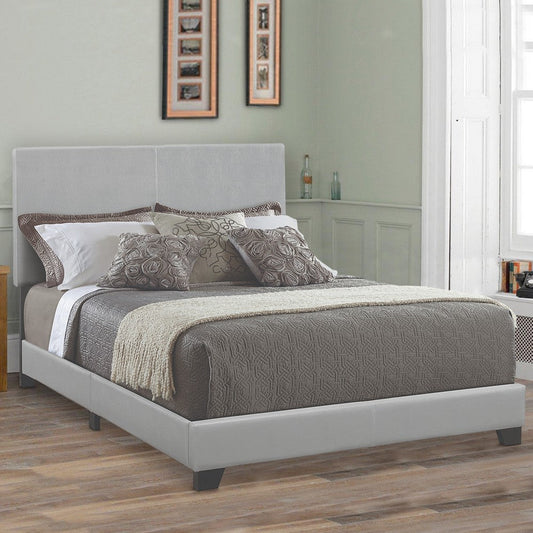 Leather Upholstered Full Size Platform Bed, Gray