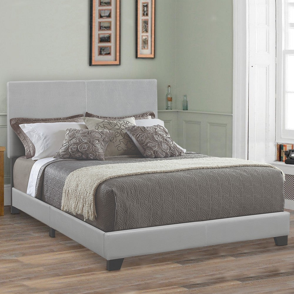 Leather Upholstered Full Size Platform Bed, Gray
