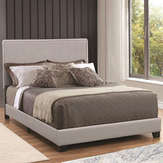 Platform Bed | Twin Size | Gray Leather Upholstery