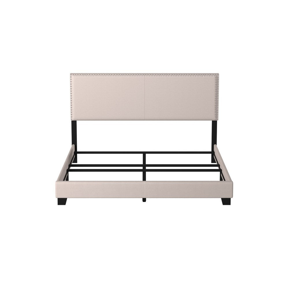 Platform Bed | King Size | Ivory Upholstered