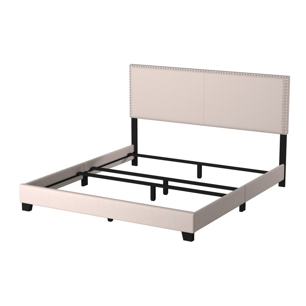 Platform Bed | King Size | Ivory Upholstered