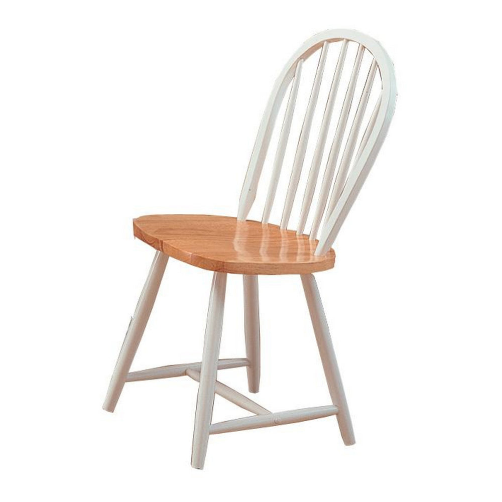 Handsomely Designed Dining Chair, White and Brown Set of 4