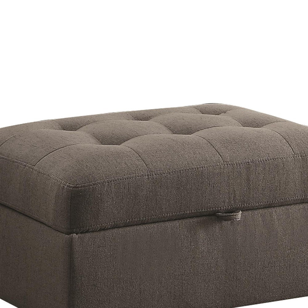 Tufted Linen Upholstred Wooden Ottoman With Storage Gray CCA-500414