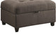 Tufted Linen Upholstred Wooden Ottoman With Storage Gray CCA-500414