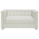 Contemporary Faux Leather & Metal Loveseat With Button Tufting White CCA-505392