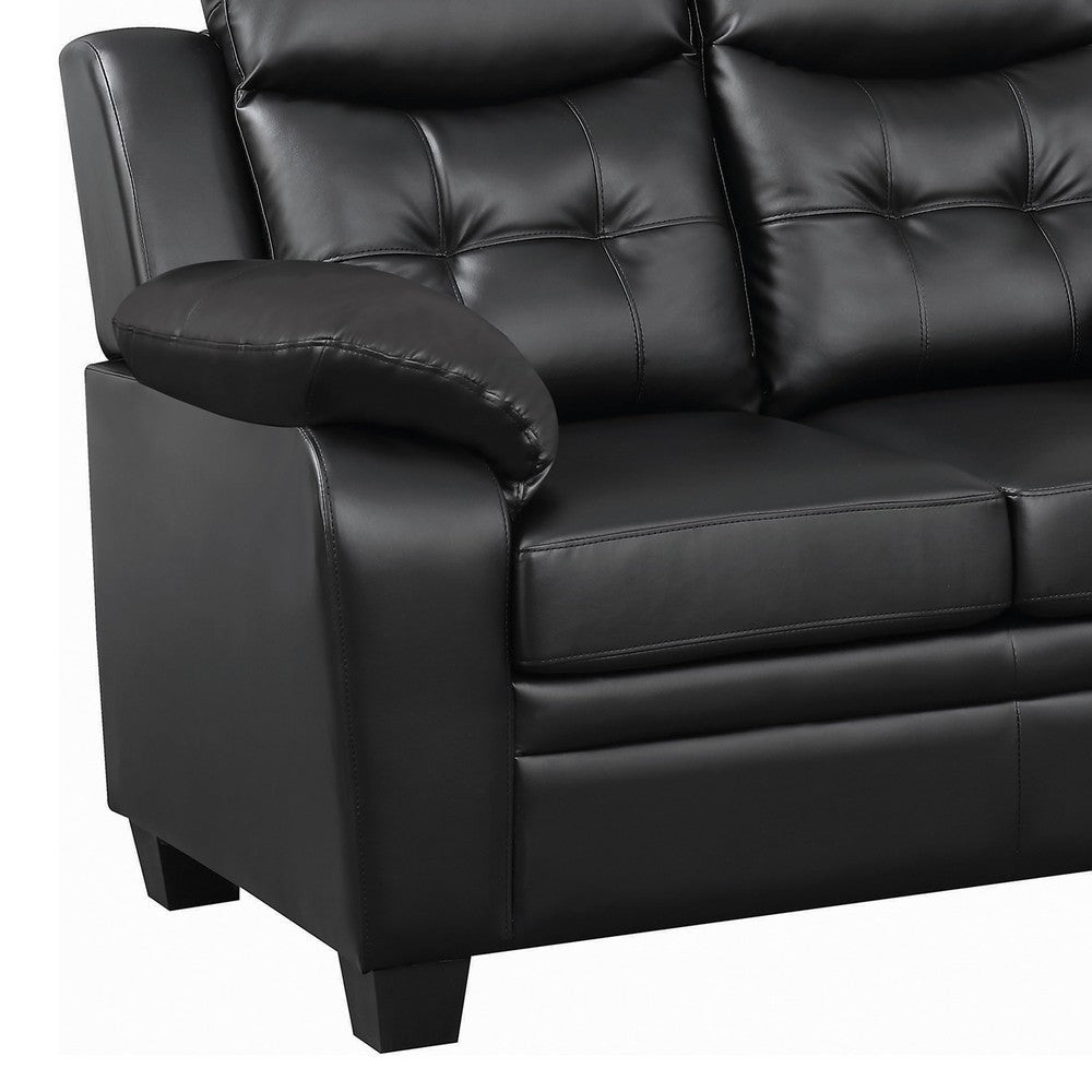 Contemporary Faux Leather & Wood Loveseat With Cushioned Armrests Rich Black CCA-506552