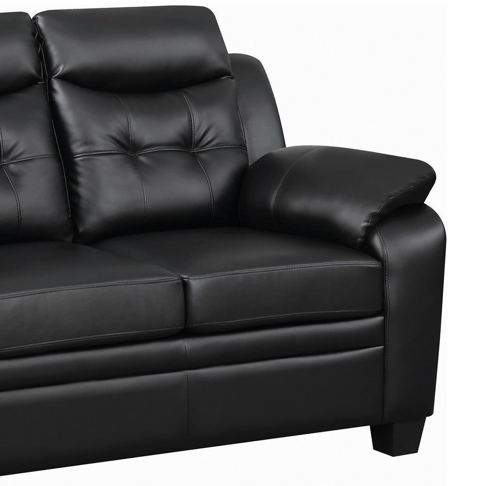 Contemporary Faux Leather & Wood Loveseat With Cushioned Armrests Rich Black CCA-506552