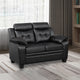 Contemporary Faux Leather & Wood Loveseat With Cushioned Armrests, Rich Black