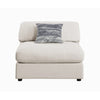 Fabric Upholstered Wooden Armless Chair with Loose Cushion Seat and Small Feet Beige CCA-551321
